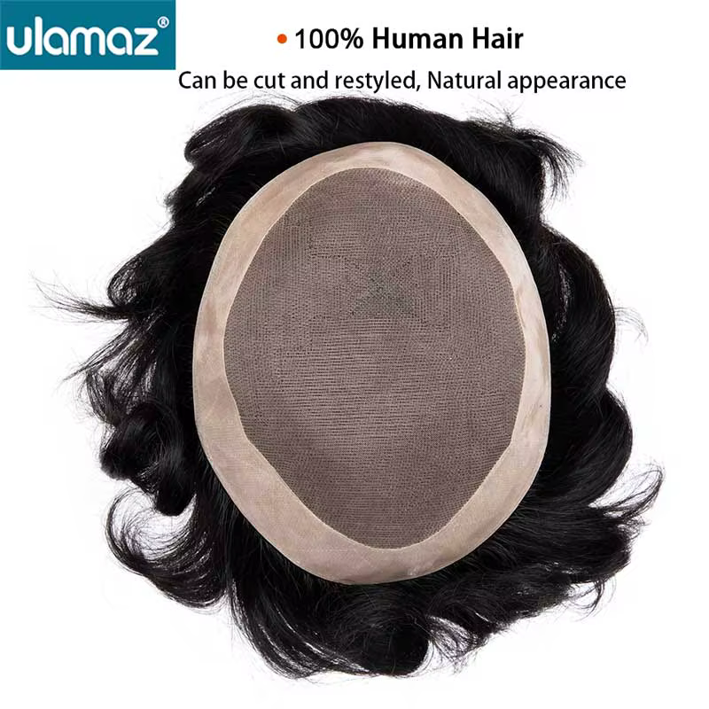 Mono toupet cheveux hommes capillaire mâle cheveux prothèse Durable Mono hommes perruques cheveux hu