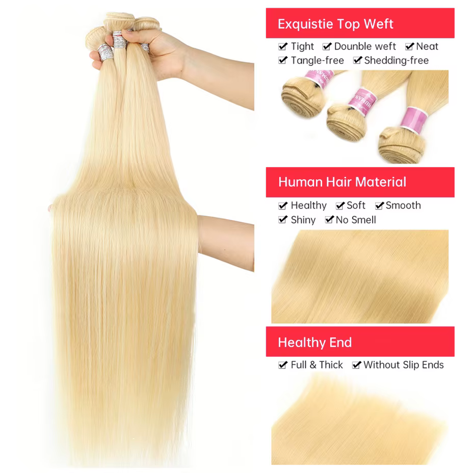 613 Blonde 30 40 pouces 1 3 4 paquets offres cheveux humains brésilien Remy cheveux humains paquets 