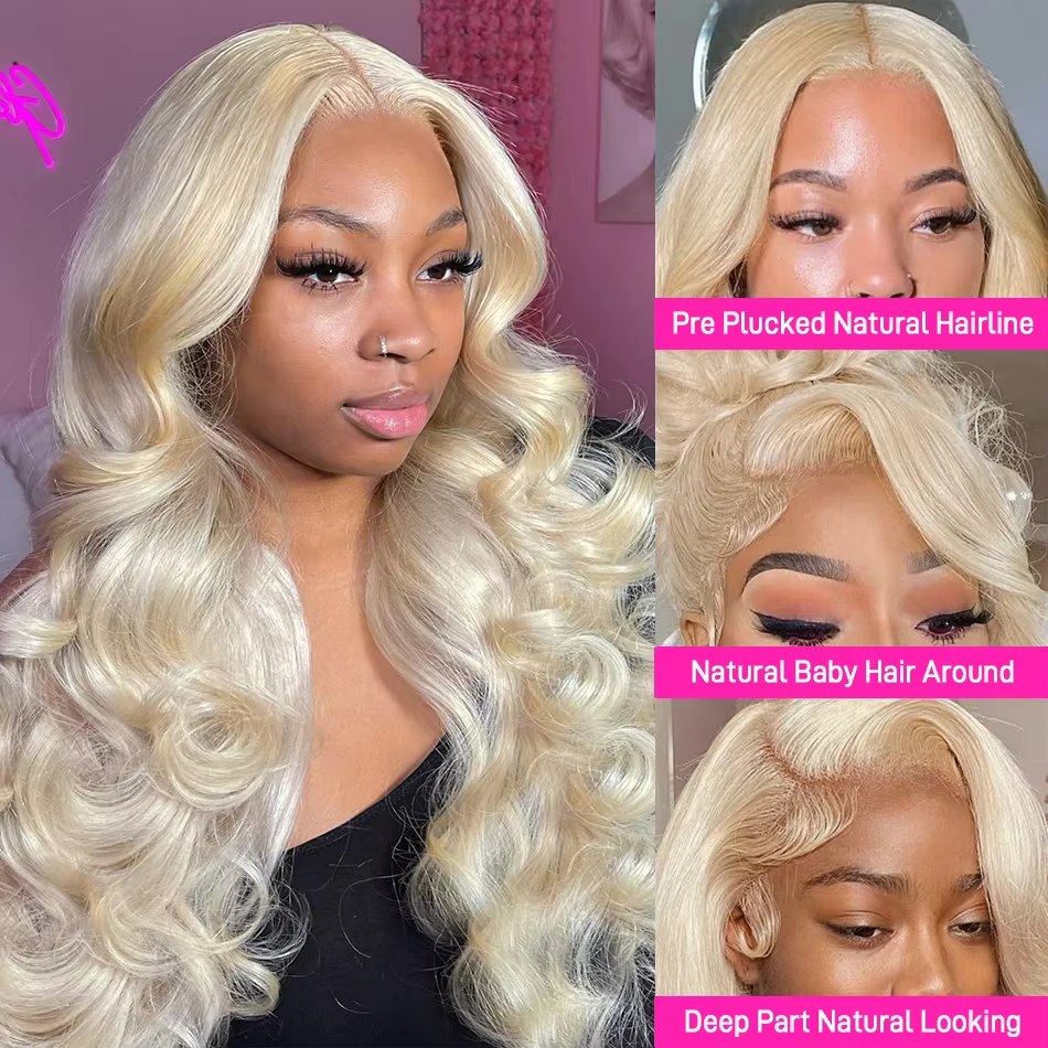 Perruque Lace Front Wig Body Wave Naturelle Blonde 613, Cheveux Humains, 13x6 HD, 13x4, Dentelle Tra