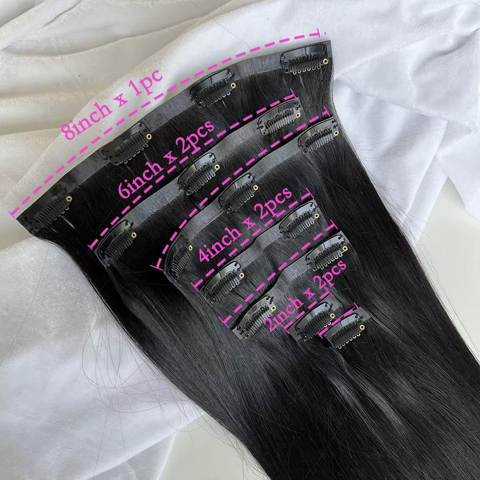 Clips sans couture 100g 7 pièces/ensemble cru non transformés # Extensions de cheveux humains de cou