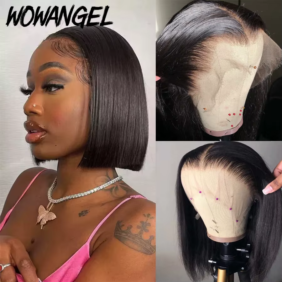 180% HD Lace Front Perruques Court Bob Perruque 100% Cheveux Humains Invisible HD Lace Front Pré Pin