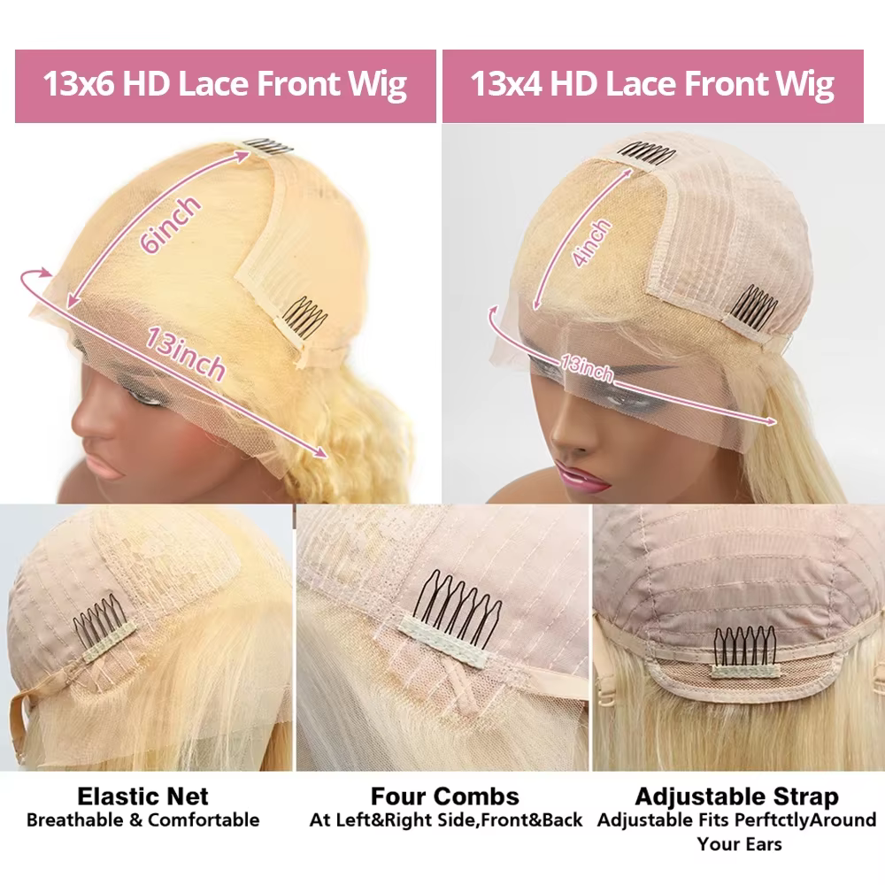Perruque Lace Frontale Droite Blond 613 Densité 200 Cheveux Humains 30-36 Pouces 13x4 13x6 HD Transp