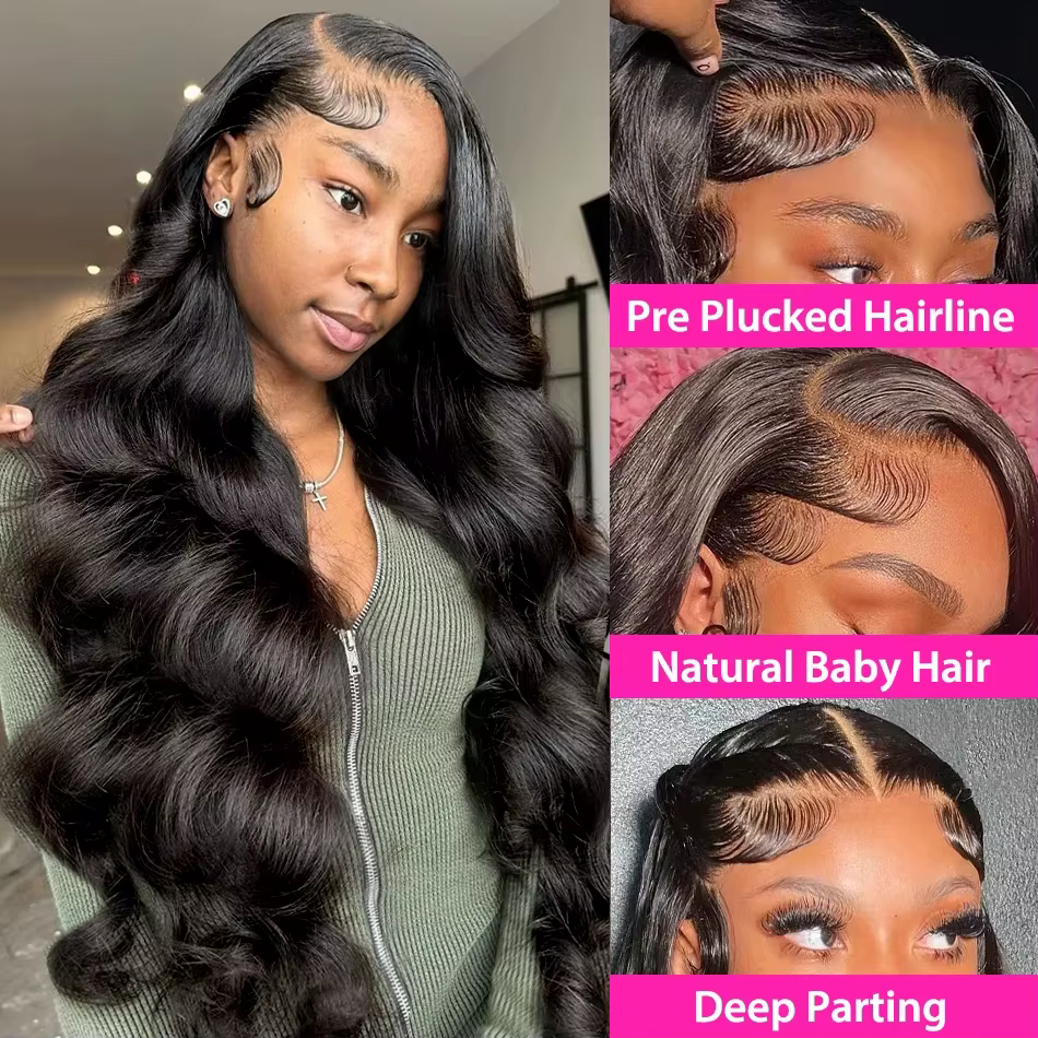 Perruques en cheveux humains ondulés 13x6 13x4 de 30-40 pouces pour femmes noires, perruques sans co