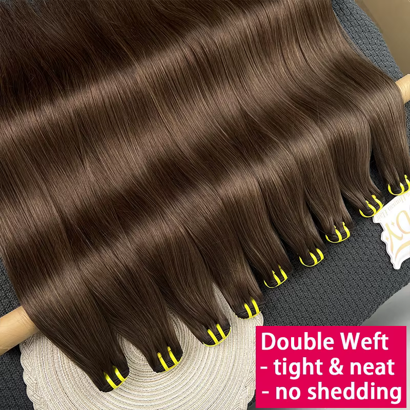 # 2 Bundles de Cheveux Raides Brun Foncé 100% Naturels Vietnamiens Non Traités Bruts Vierge Extensio