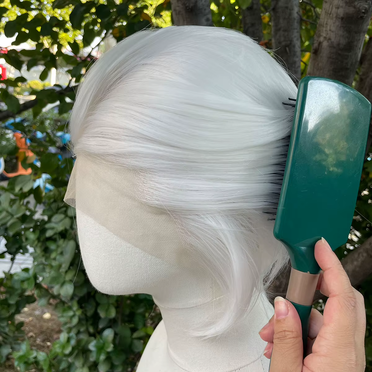 Perruque Lace Front Wig synthétique courte coupe Bob, perruque de Cosplay pour hommes et femmes, cou