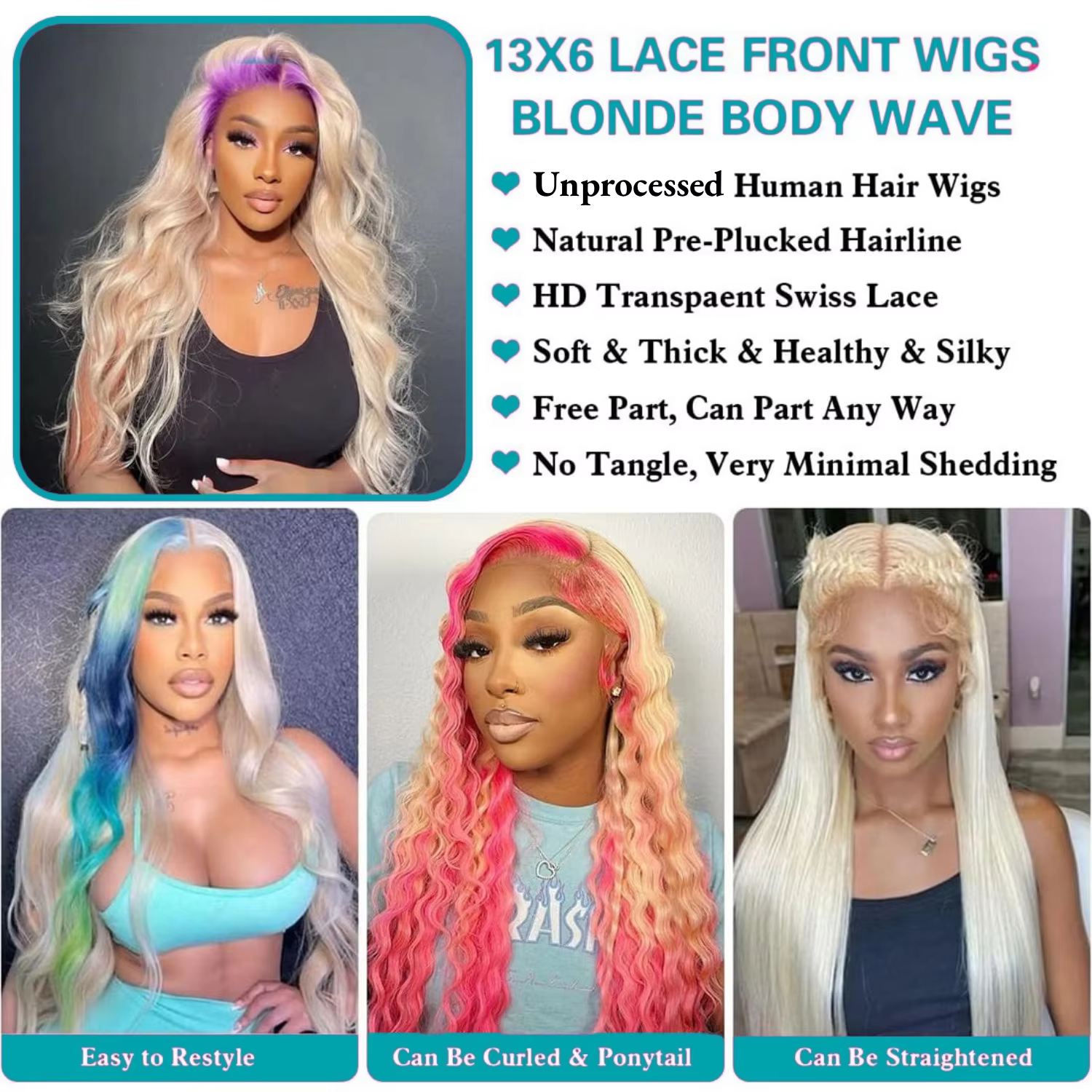 613 perruque de cheveux humains 13x6 vague de corps Blonde HD dentelle frontale perruque pré plumée 