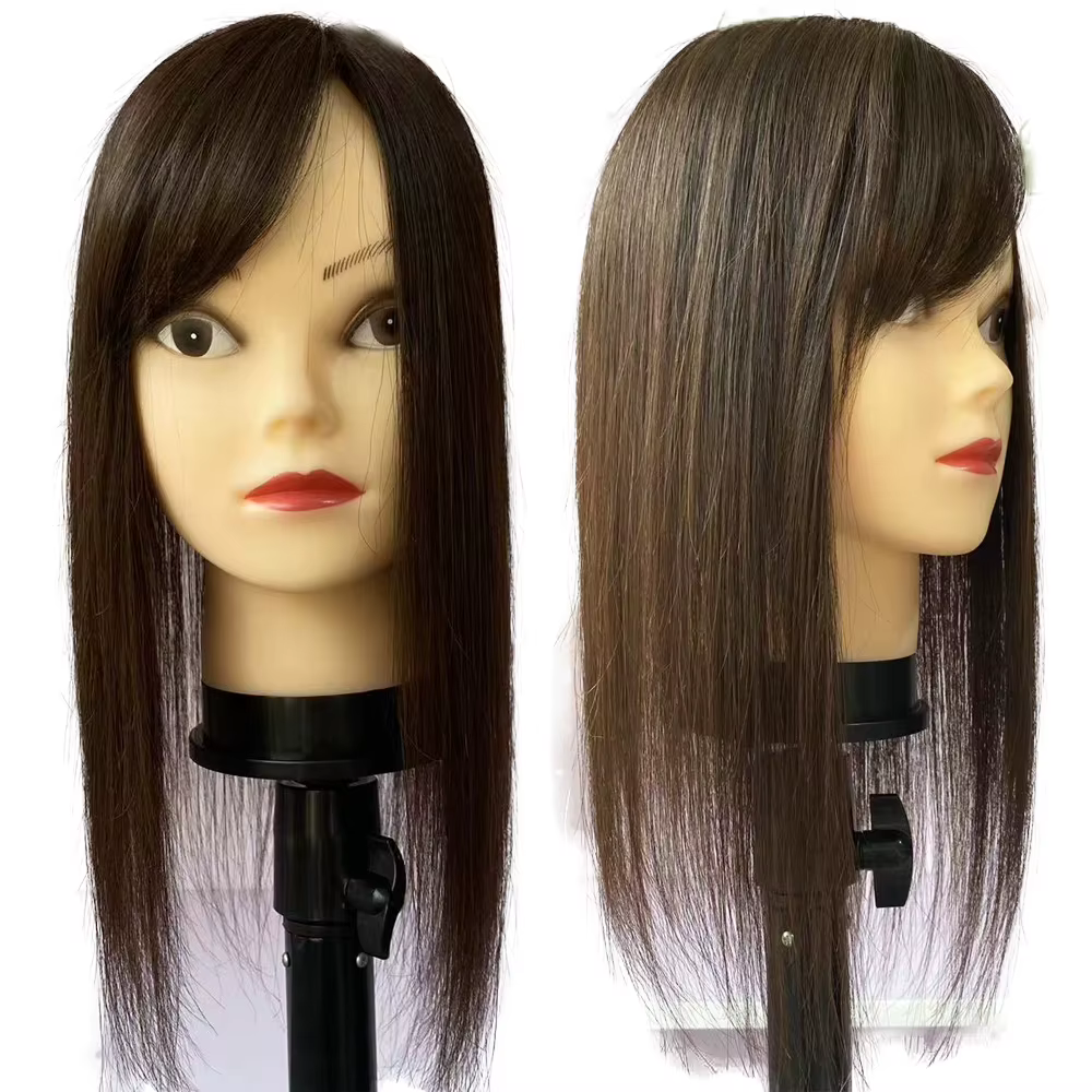 Cheveux humains vierges européens, frange d'air latérale pour femmes, peau de Silicone, Base en soie