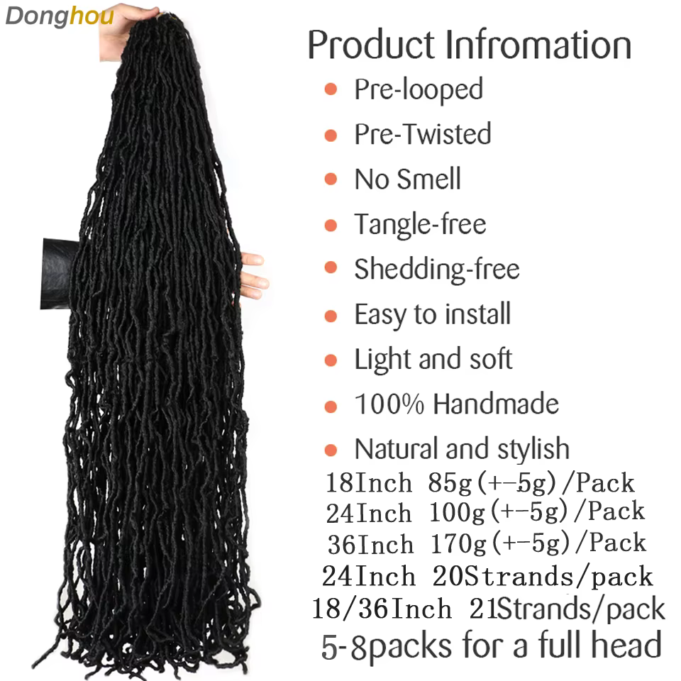 18 24 36 pouces 6 paquets nouveaux faux locs crochet cheveux meche faux locs crochet tresse doux loc