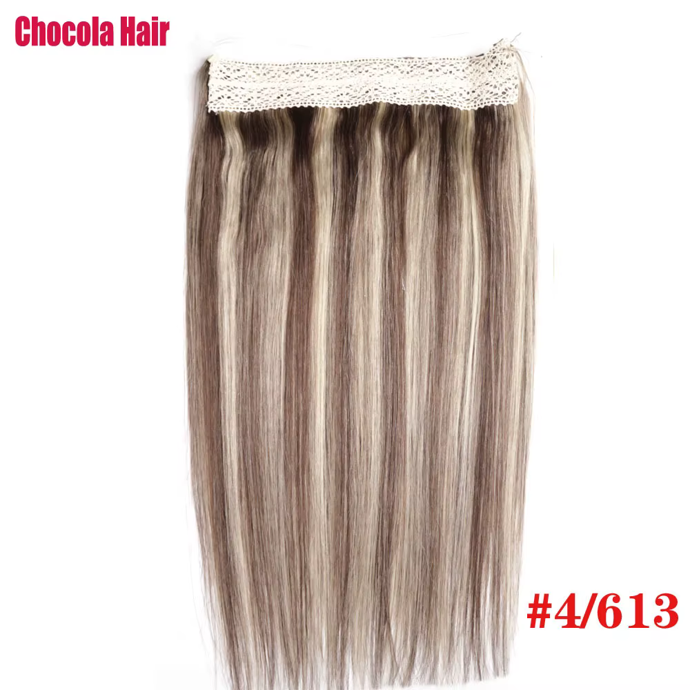 Halo Hair-Extensions de cheveux humains, postiche droite naturelle, fil de cheveux, ligne de poisson