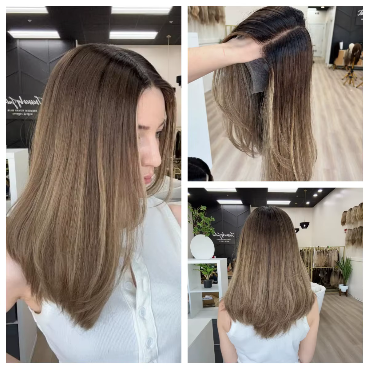 Perruque Blond Ombré Sans Colle, Taille de Bonnet Petite et Grande, Perruque Lace Front Blonde Ombré