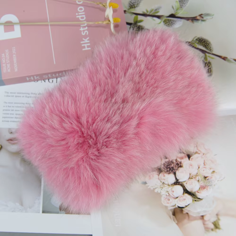 Nouveau femme réel fourrure bandeau moelleux naturel chaud fourrure de renard anneau écharpe bon éla