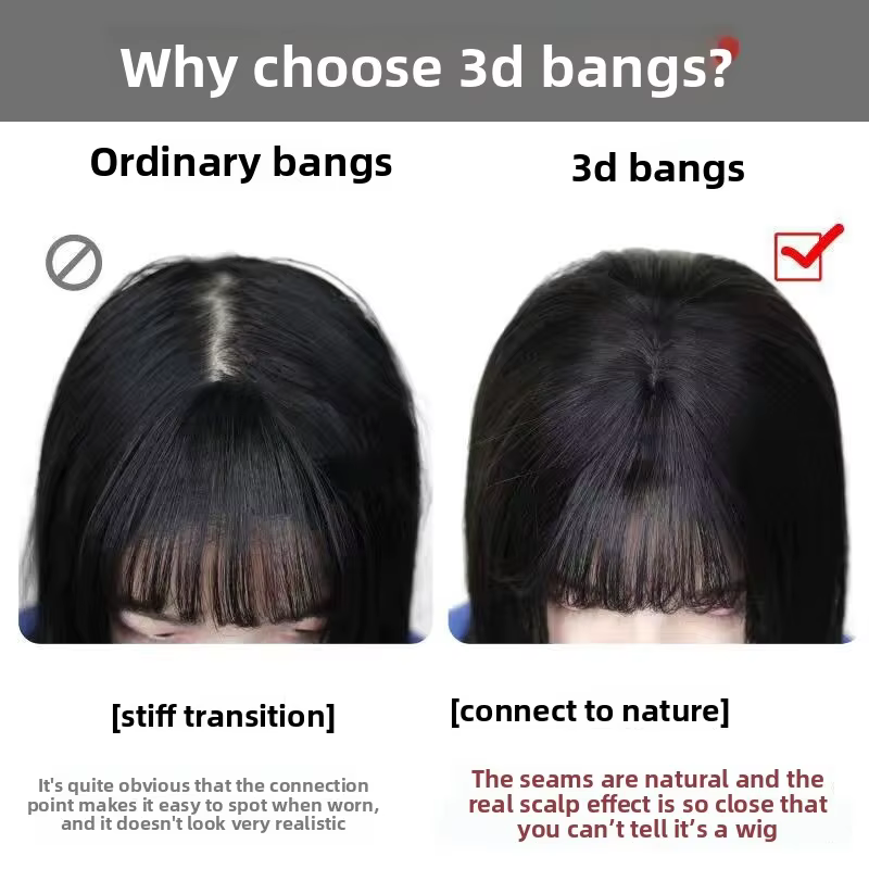 Frange de cheveux frange latérale pour femmes 3D partie centrale fausse frange Extensions à clips po