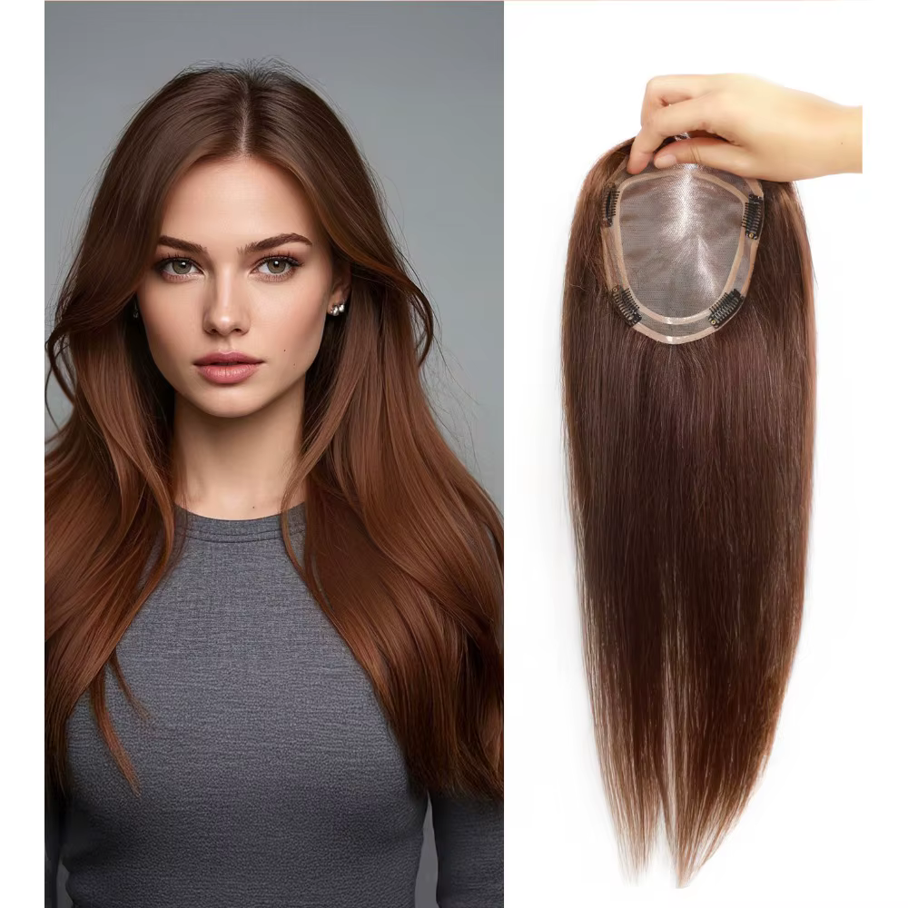 5.5X6 pouces Mono Base brésilienne Remy cheveux humains Topper 12 "-18" Double Pu autour épais Invis