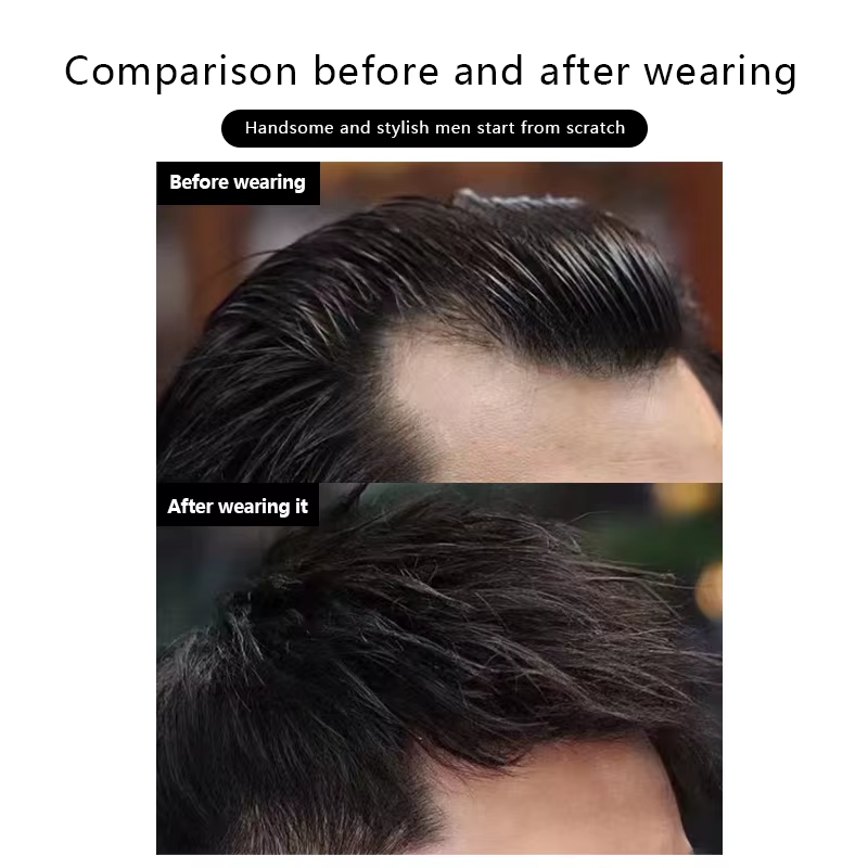 100% cheveux humains hommes PU front Patch postiche favoris toupet Invisible sans couture Ultra minc