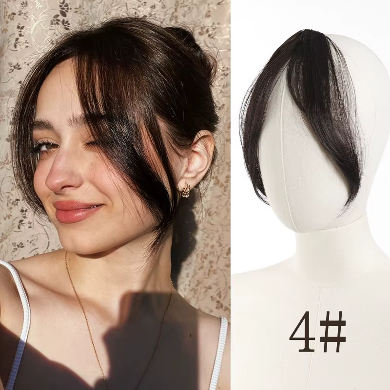 Frange de perruque synthétique, perruque re-cheveux au dessus de la tête et au milieu du brillant es