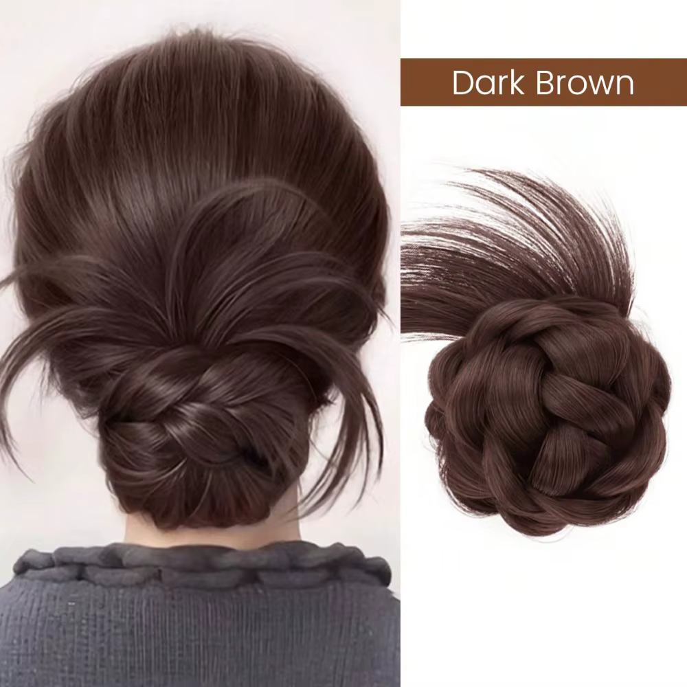 Nouveau cheveux synthétiques chignon griffe pince moelleux naturel noir chignon tête perruque marron