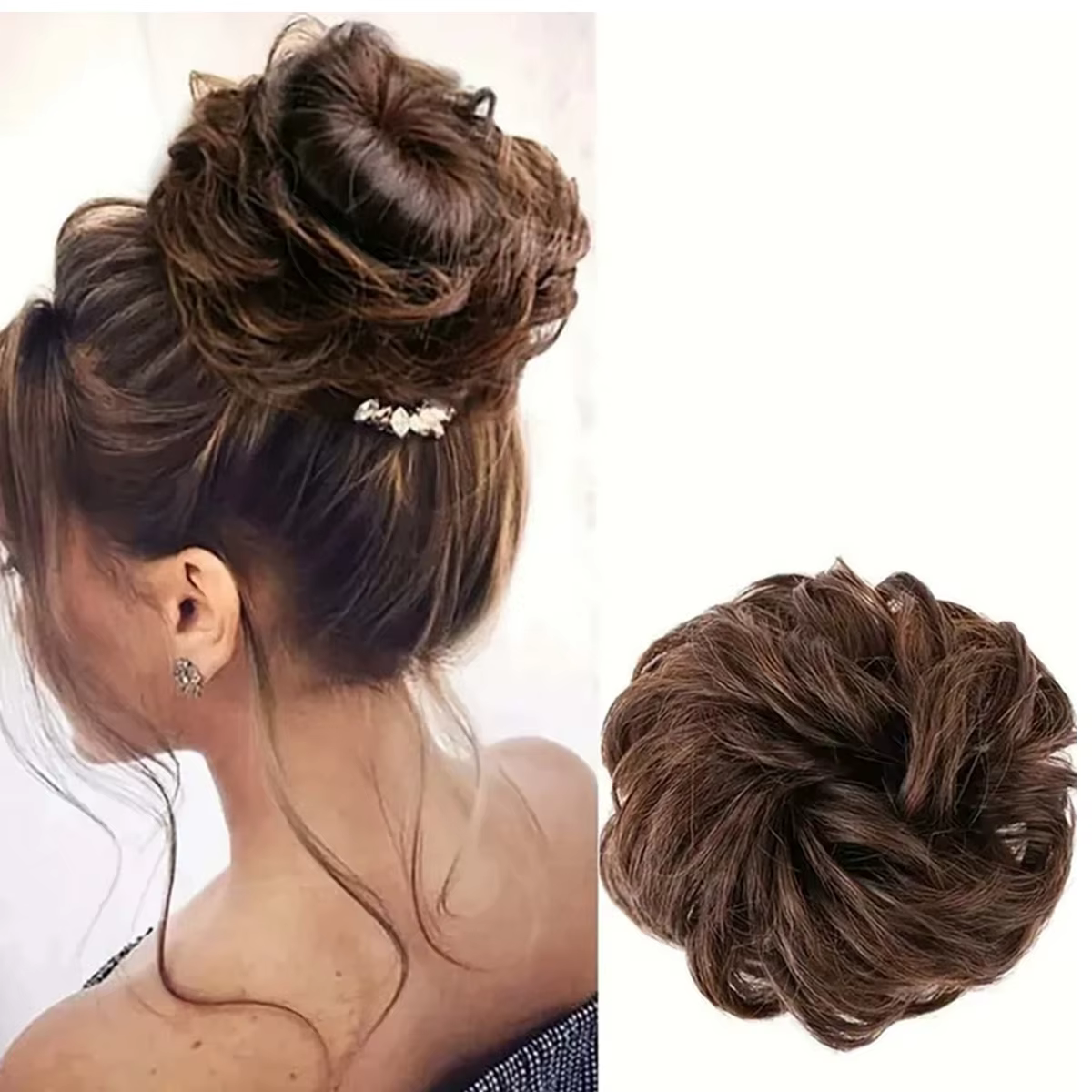 1 pièce postiche chignon en soie artificielle, anneau de cheveux pour créer une coiffure chignon, ac