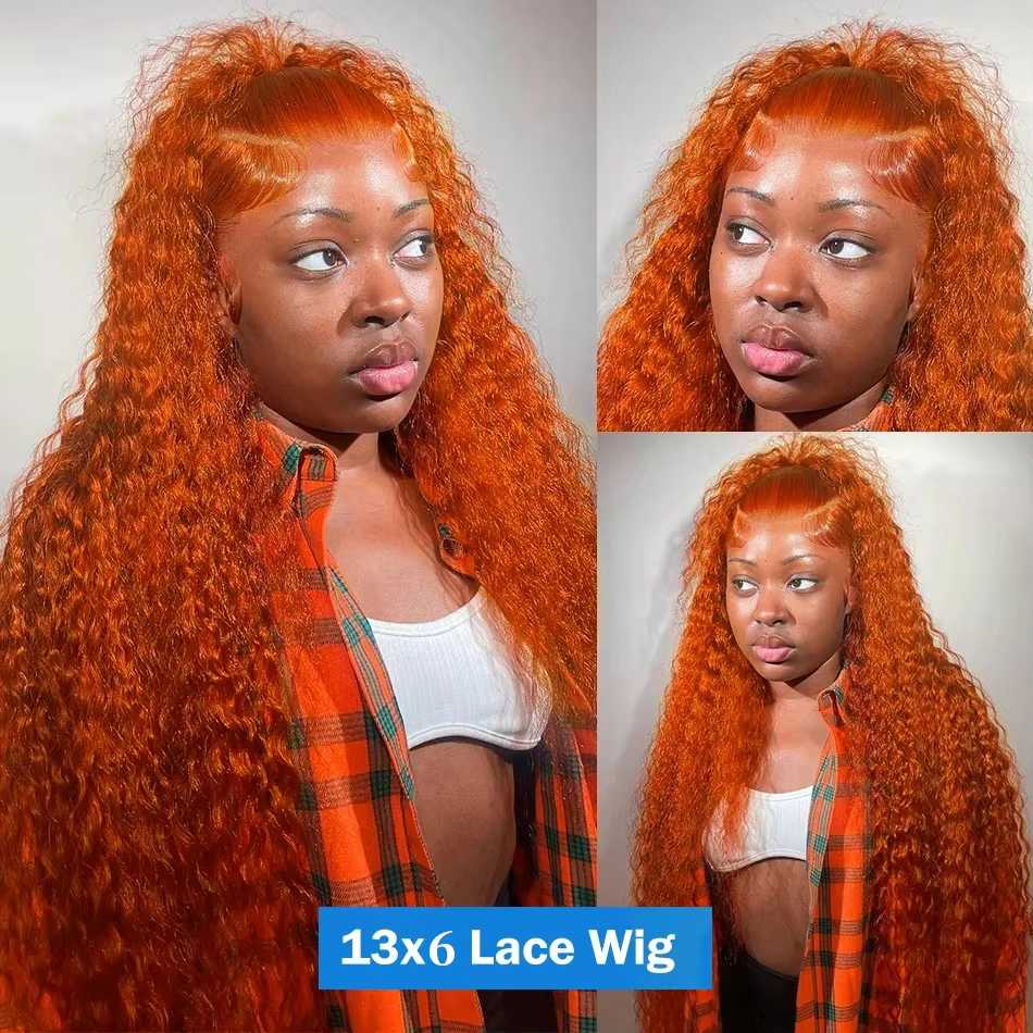 Perruques Lace Front Ondulées Orange Gingembre 30 Pouces 13x4 13x6 # 350 Perruques Colorées en Cheve