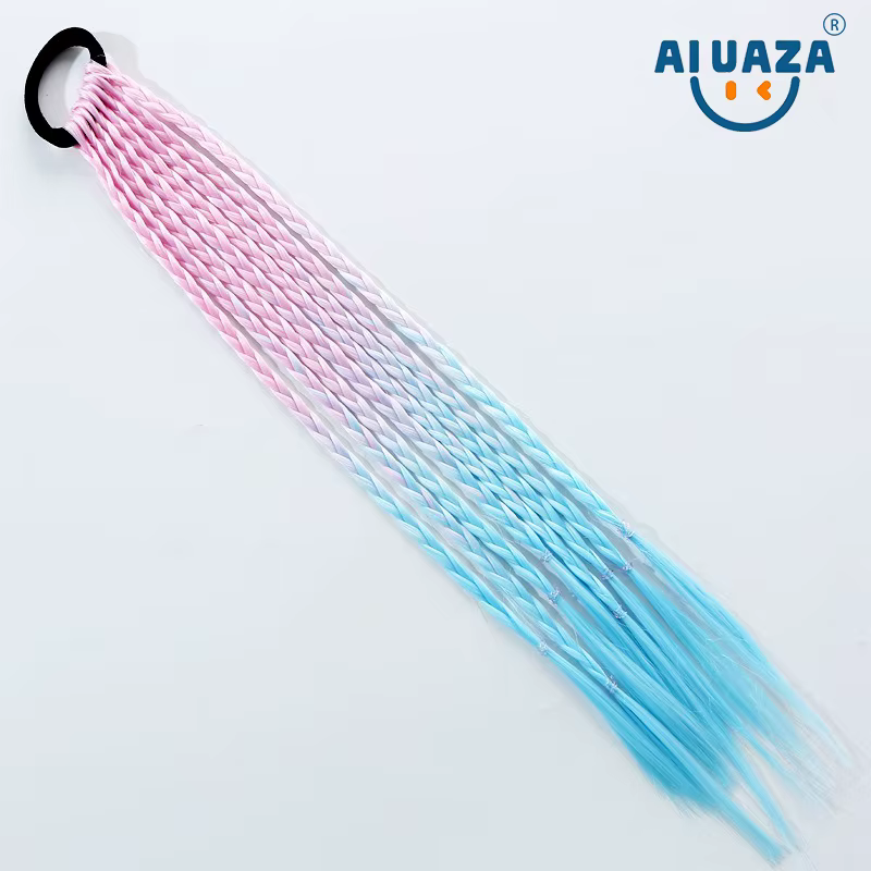 AIUAZA Extensions de cheveux tressés colorés pour enfants perruque colorée pour filles queue de chev
