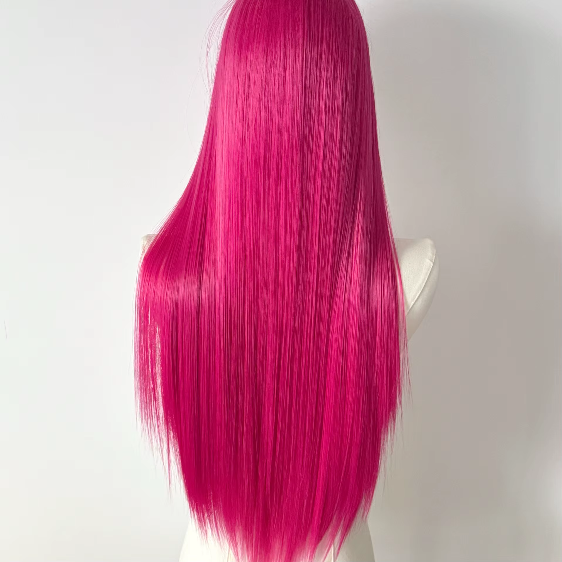 Perruque Lace Front Wig synthétique rose Ashely, 26 pouces, 13x4, longue et lisse, en Fiber résistan