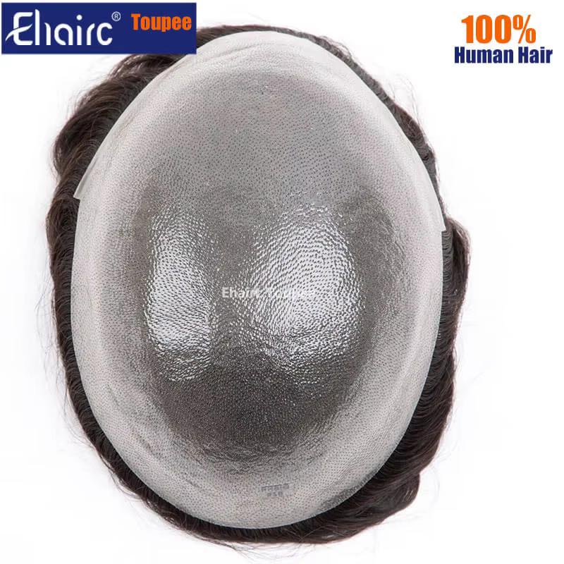 Premium Durable noué Microskin mâle prothèse de cheveux 0.12MM hommes prothèse capillaire hommes per