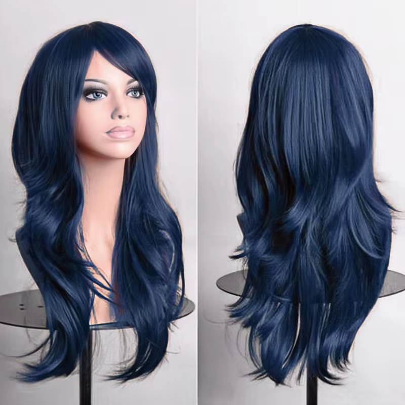 Soowee 70 cm de Long perruques synthétiques rose violet Cosplay perruque ondulée Halloween Costume c