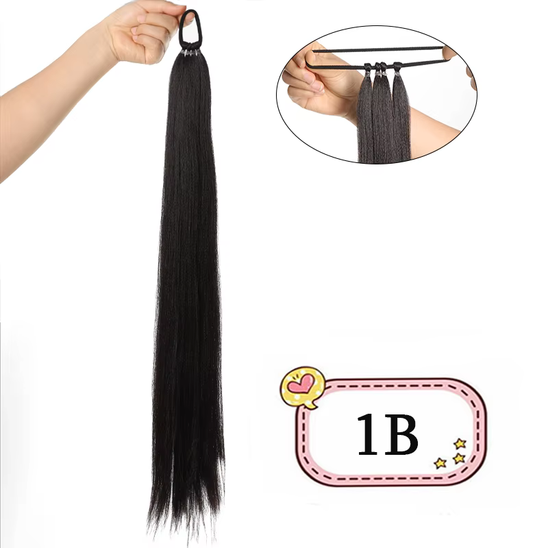 LUPU Extensions de queue de cheval synthétiques longues de 28 pouces avec bande élastique queue de c