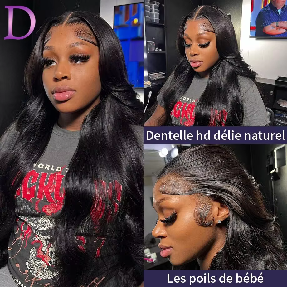 Perruques Cheveux Humains Pleine Dentelle 360 avec Bandes Invisibles Pour Femmes Perruque Brésilienn