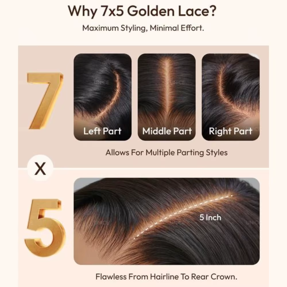 Perruque Bob UNICE Blonde Highlight Water Wave avec cordon de serrage Bye-Bye Slip 7x5 Lace Glueless