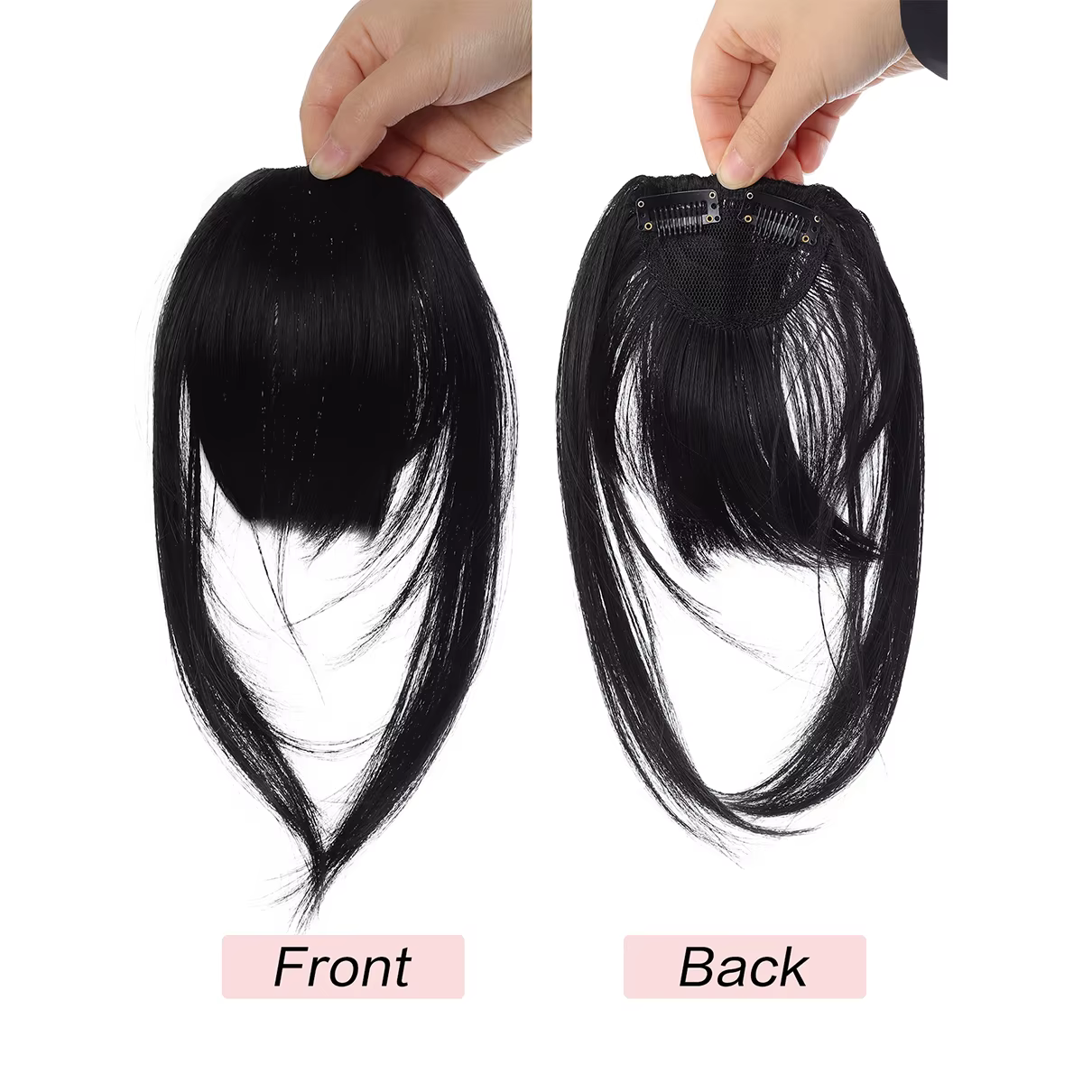 Frange synthétique à clipser de 6 pouces, marron, noir, rouge, doré, pour femmes, avec franges latér