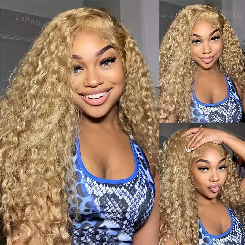 Perruque de cheveux humains blond miel perruques bouclées 13x6 Hd perruque frontale en dentelle 13x4