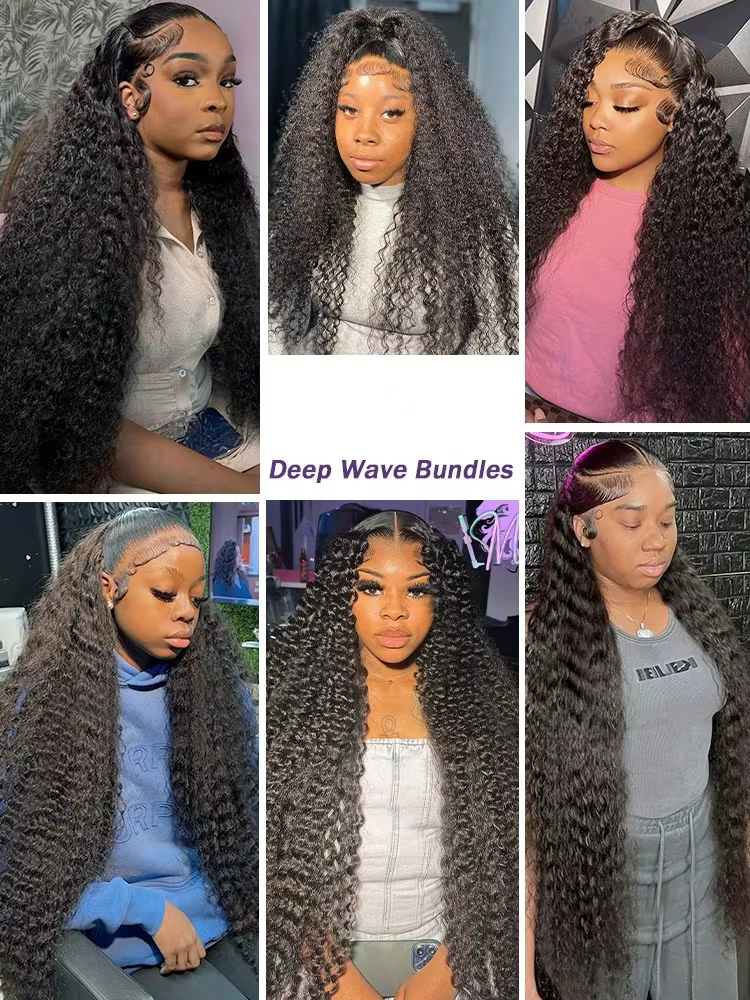 Lots de Cheveux Humains Ondulés Profonds (Loose Deep Wave) de 32, 36, 40 Pouces, Cheveux Brésiliens 