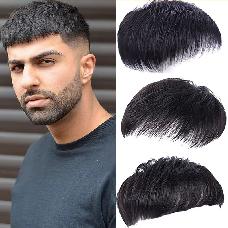 Perruque synthétique courte noire pour hommes, perruques en cheveux humains pour hommes, perruque na