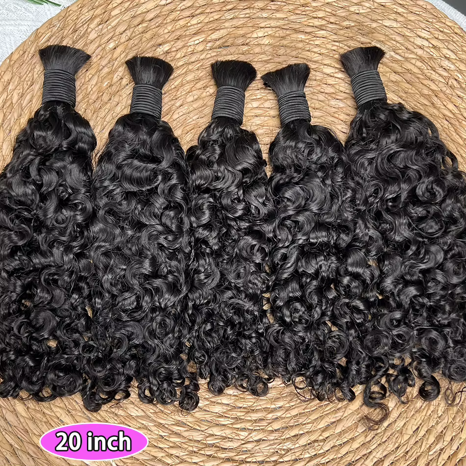 Bullet de cheveux bouclés birmans pour tresser 100% cheveux humains sans extension de trame 100 gram