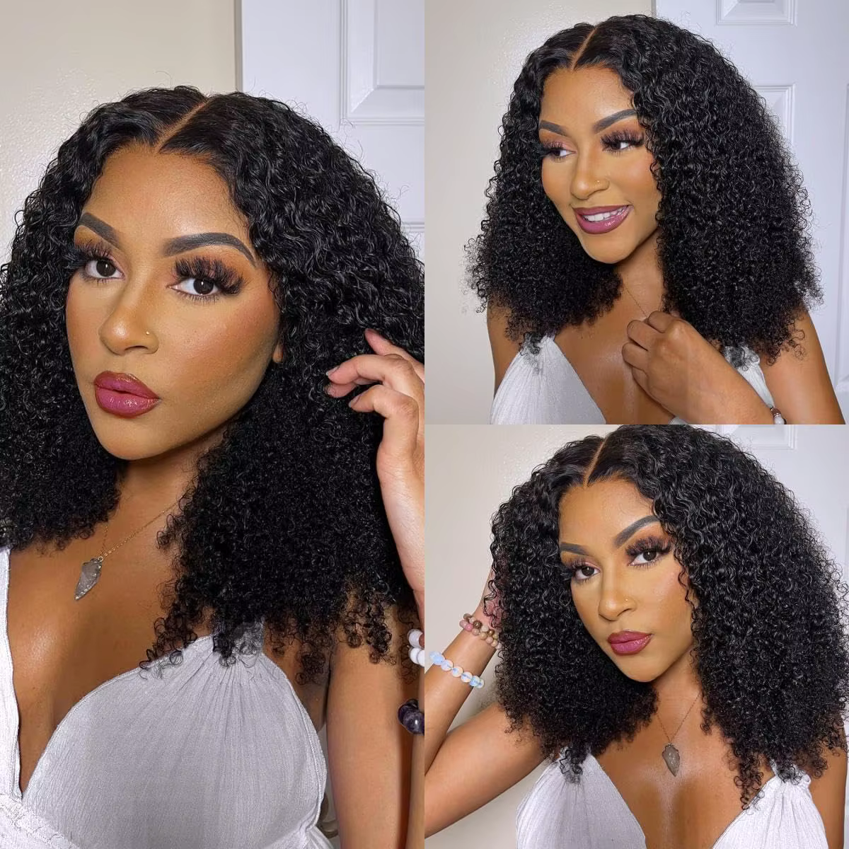 Demi-perruque 3 en 1, cheveux humains, Deep Wave, densité 220, prêt à porter, demi-perruque 3 en 1 a