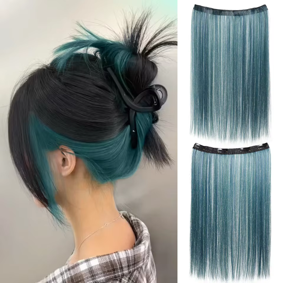 Extensions de cheveux synthétiques lisses et longues de 20 pouces pour femmes, couleurs vives, fibre