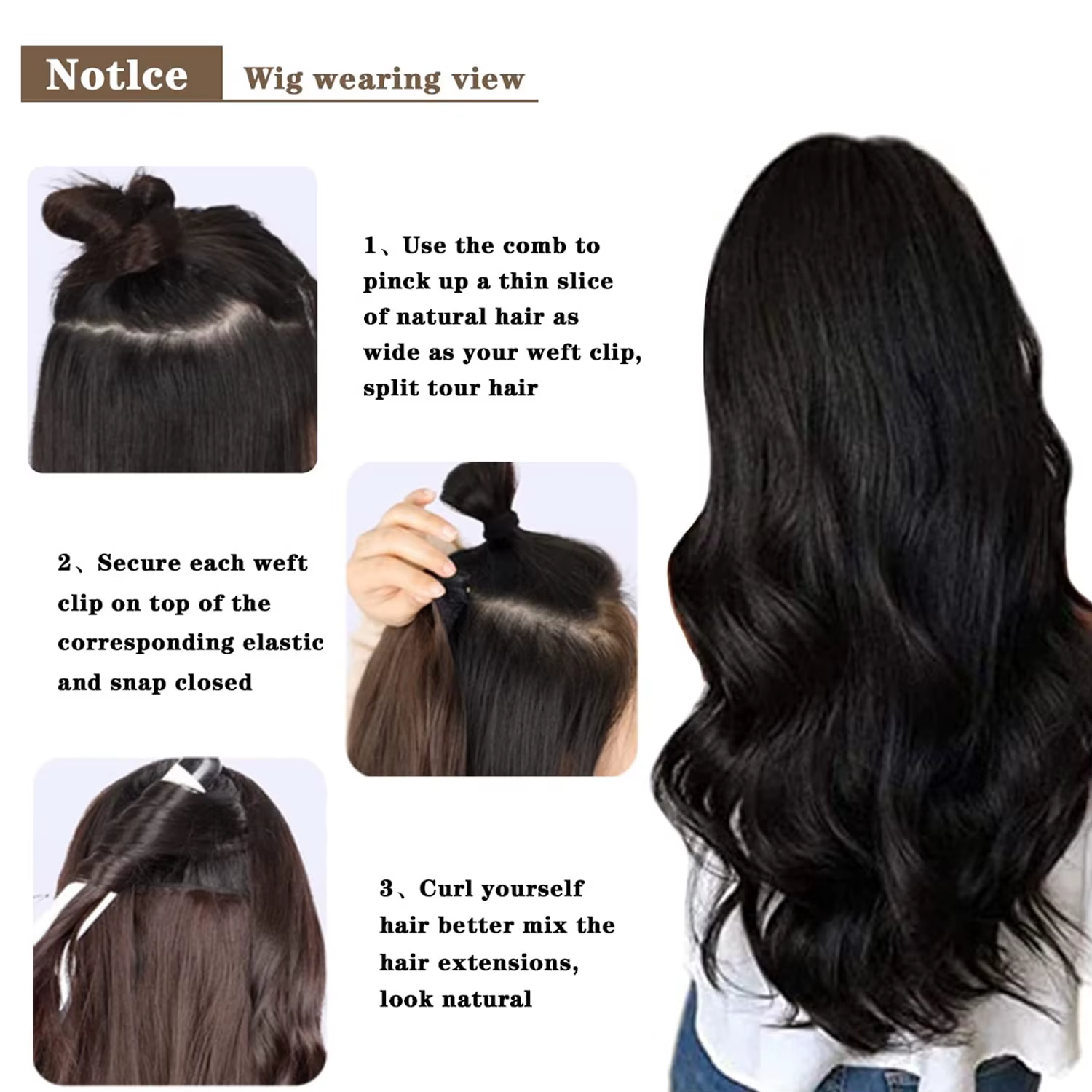 Extensions capillaires synthétiques à clips, 7 pièces, tête complète de 22 pouces, longues, bouclées