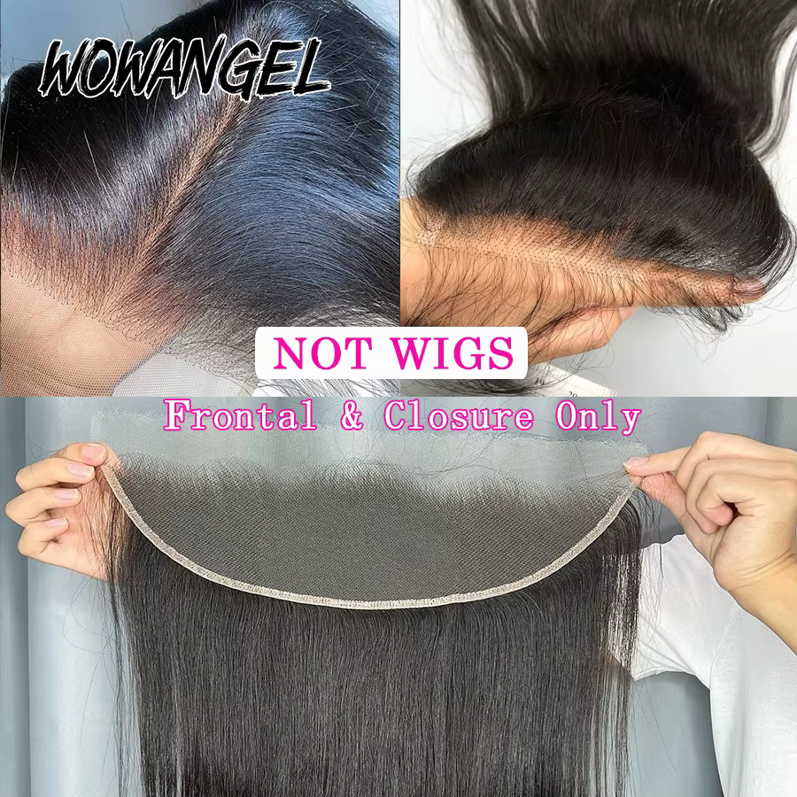 WOW ANGE-Perruque Brésilienne Naturelle Lisse, Cheveux Humains, 13x4, 13x6, HD, 5x5, 6x6, Partie Lib
