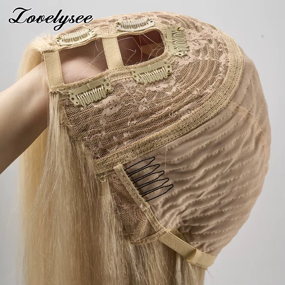 Perruques droites en U pour femmes, cheveux humains brésiliens, perruque en forme de U, sans laisser