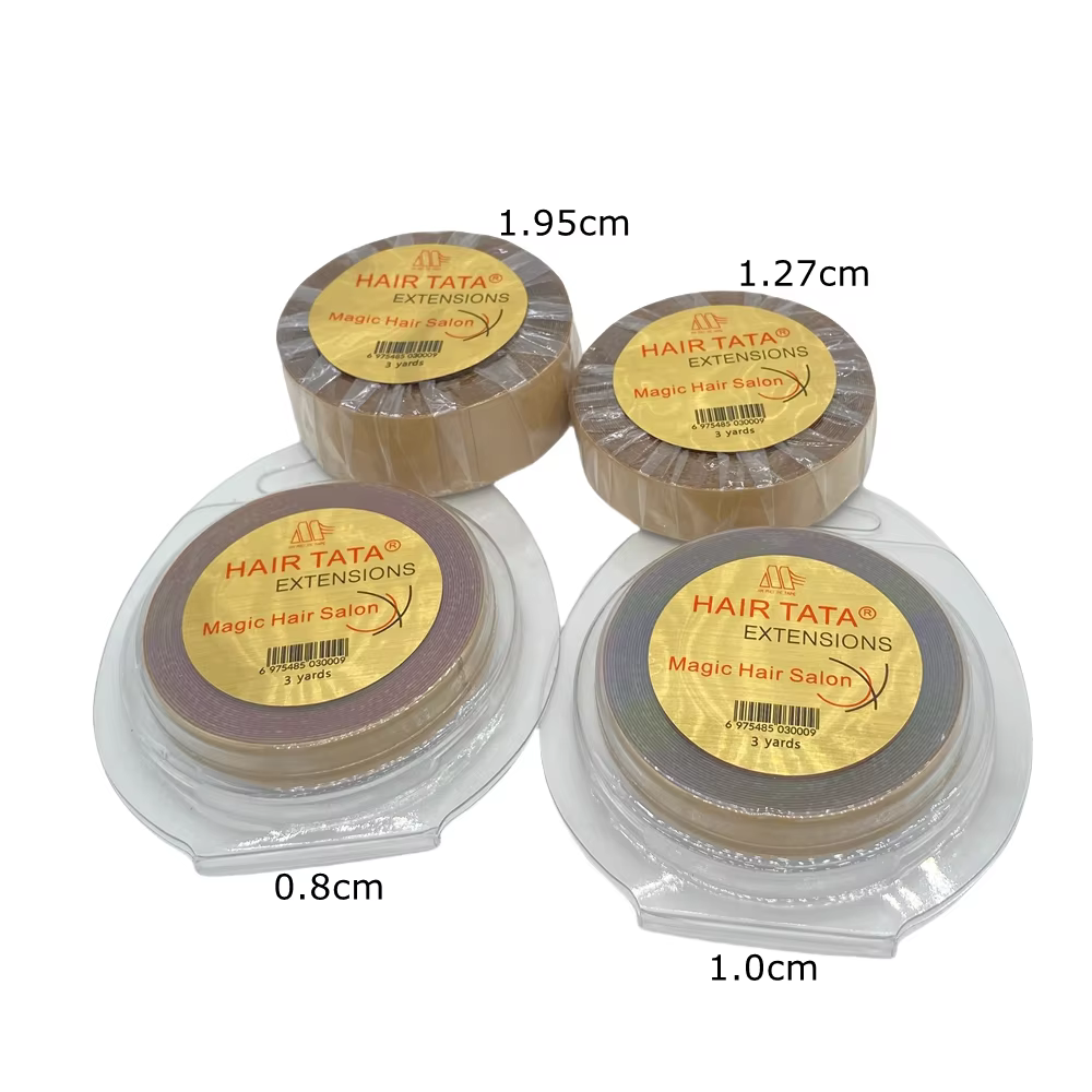 Ruban adhésif double face pour extension de cheveux TATA, 1 rouleau de 0.8cm de largeur, 3 yards