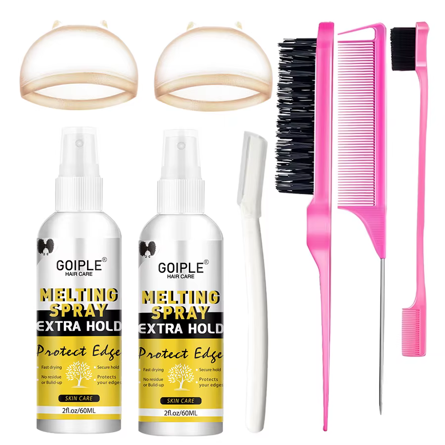 GOIPLE Colle adhésive imperméable pour perruque, spray de fixation extra forte, avec bâton de cire c