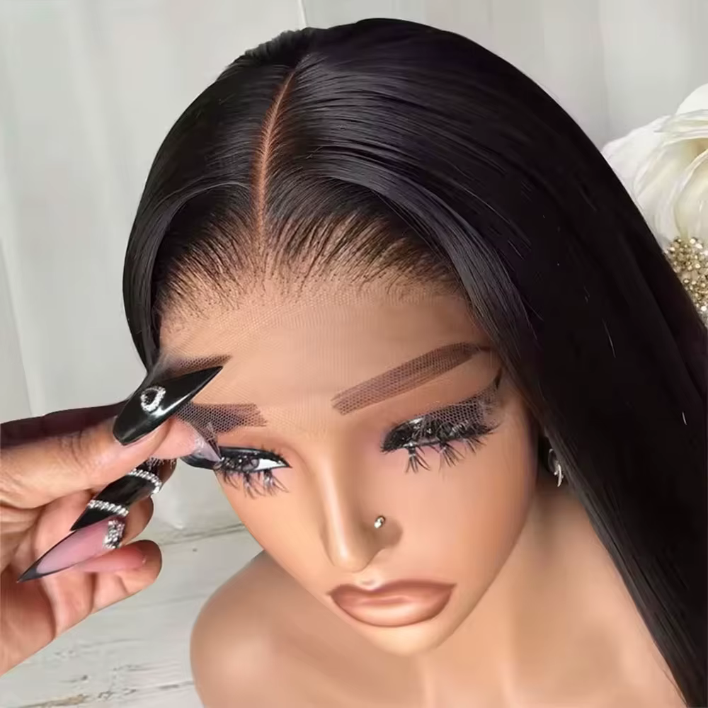 Perruque Lace Frontal Wig brésilienne naturelle, cheveux lisses, sans colle, 13x4, 13x6, HD, densité