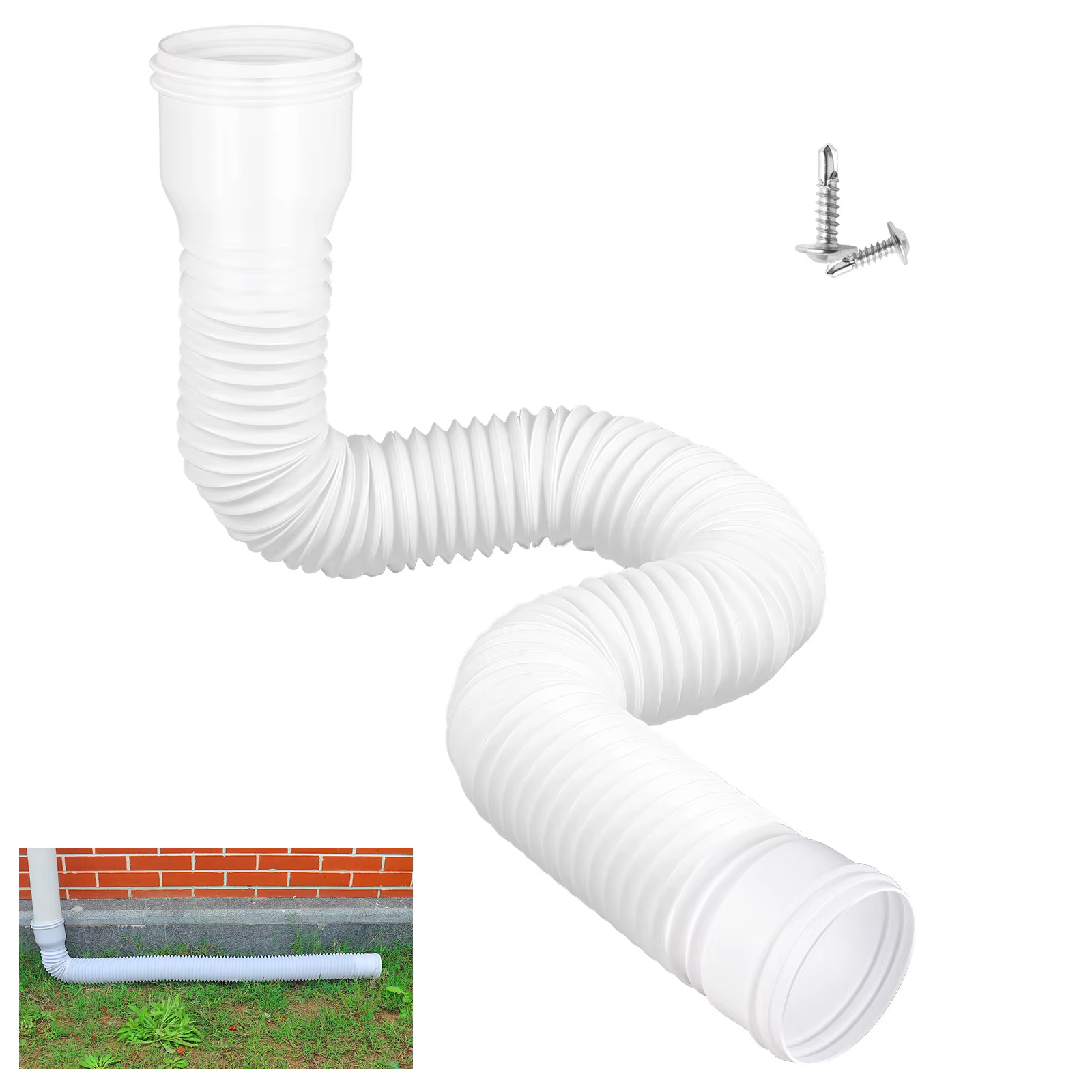 Tuyau de descente rond extensible | Tuyau de drainage flexible et durable - extensible, résistant