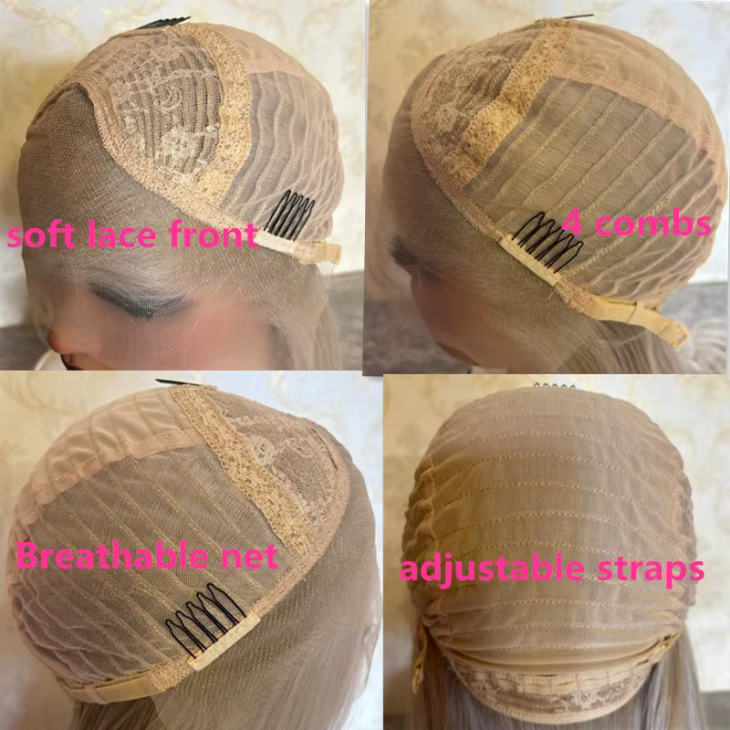 Perruques à dentelle frontale brun moyen, cheveux synthétiques doux, 13x4 HD sans colle, coupe court