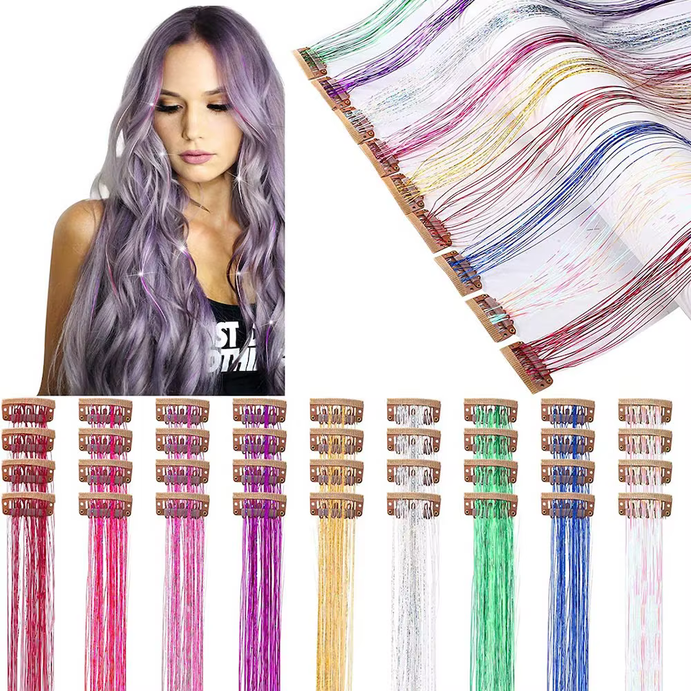 Extensions capillaires synthétiques brillantes pour femmes, 6 pièces, 50cm, Extensions capillaires p