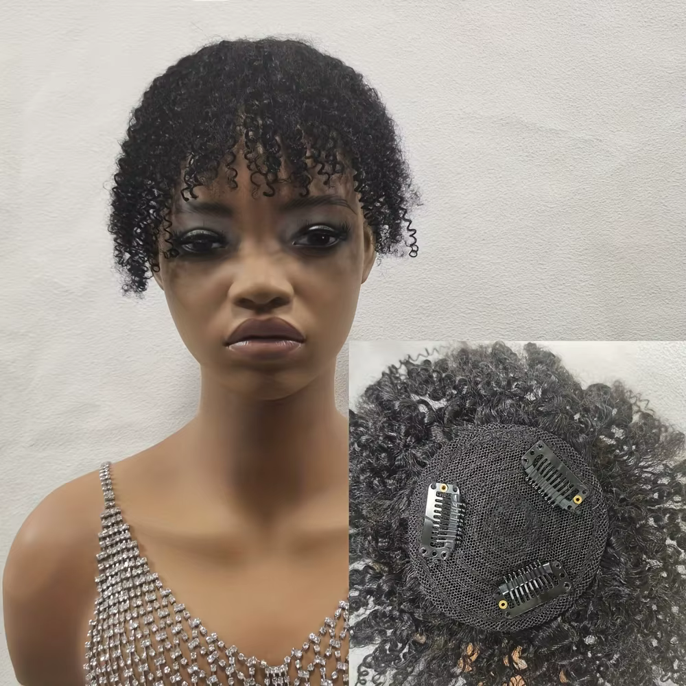 Pince à cheveux avec frange-Topper pince à cheveux avec frange avec des styles vaporeux, 100% cheveu