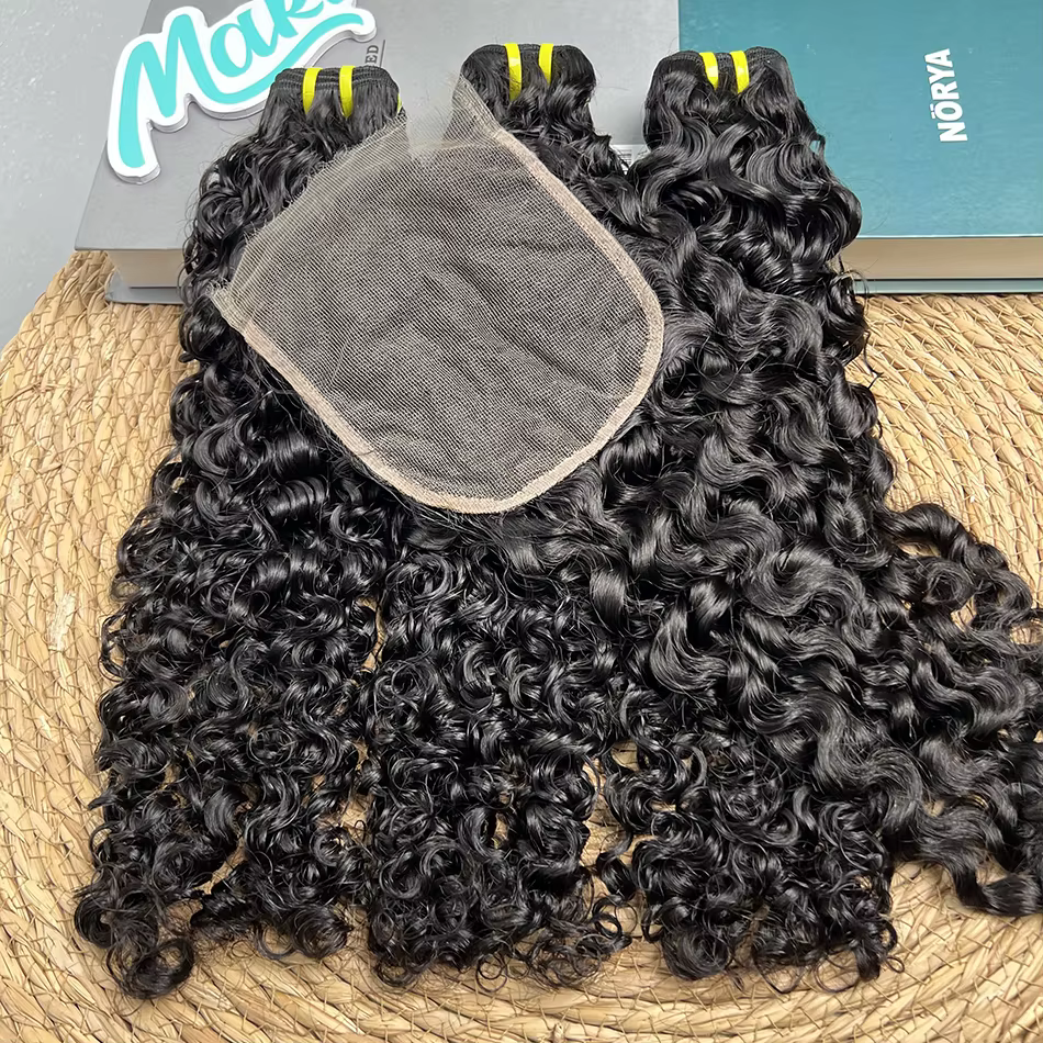 Paquets bouclés birmans avec fermeture en dentelle transparente 5x5 HD 100% cheveux humains # Extens