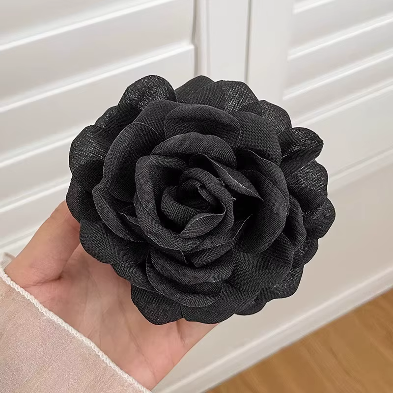 Pince à cheveux française romantique en forme de fleur de Rose pour femmes, grande pince à requin él