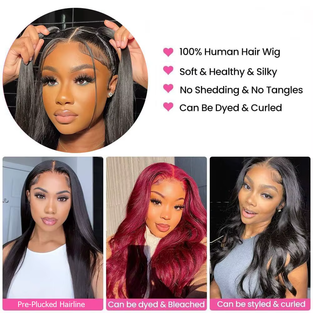 Perruque Lace Frontal Wig Remy indienne lisse, cheveux humains, 30 pouces, 13x4, pre-plucked, 4x4, d