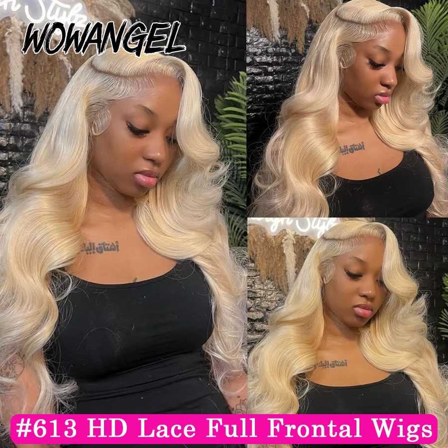 Wow Angel-Perruque Body Wave Blonde, Perruques Lace Front, 13x6, 13x4 HD, Frmetals Human Hair, Melt 